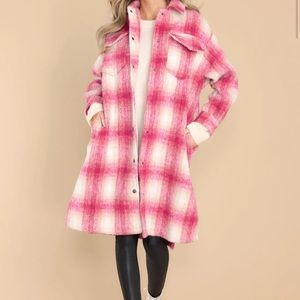 NWT Red Dress Boutique Pink Plaid Coat